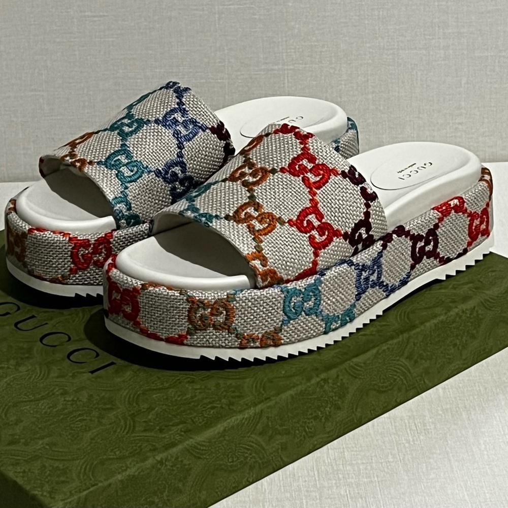 Gucci GG Multicolor platform sandals 39.5 (BNIB)